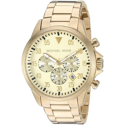 michael kors men gage gold tone wach mk 8491|Michael Kors Gage 44mm Steel Chronograph Gold Dial Mens .